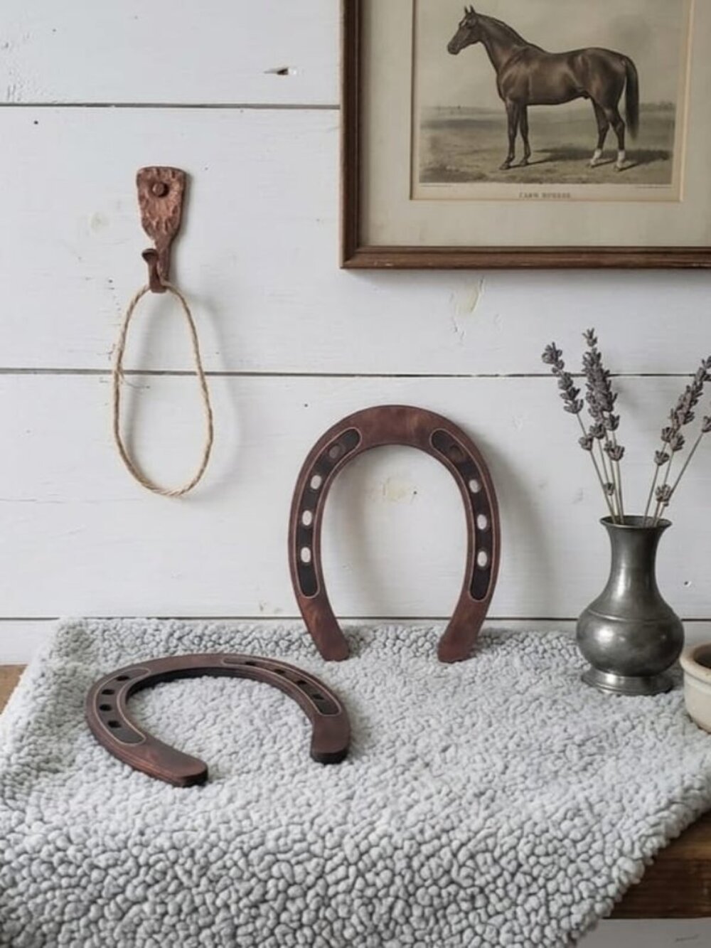 2 Rustic Wooden Horseshoe Set